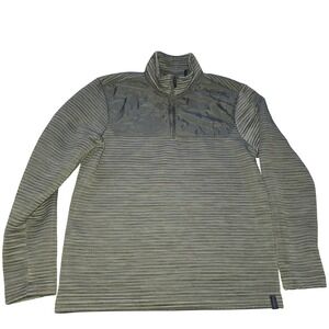 Perry Ellis Mens Quarter Zip Pullover Sweater Textured Stripes Casual Size Med